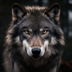 Fototapeta premium A dominant alpha wolf, showcasing its powerful rule and unstoppable dignity created with Generative Ai