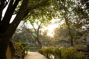 Schöner japanischer Sengarten in Hiroschima am Tag