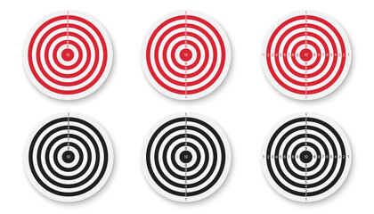 Set of blank arrows and blank gun target. Archery and Shooting targets set or reach the goal in business. on the white background Vector illustration.