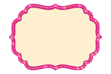 Antique shape marquee vintage 3d lightbox with glowing bulb. Pink color retro frame design vector illustration. © Shankmarks