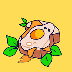 sandwich breakfast of eggs and bread illustration  