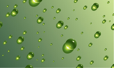 Water drops on green background. bright shine waterdrop.