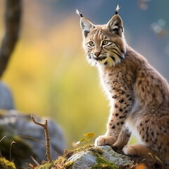 Fototapeta premium Balkan lynx, professional shot, wallpapers, 8k, film photography created with Generative Ai