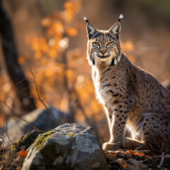 Fototapeta premium Balkan lynx, professional shot, wallpapers, 8k, film photography created with Generative Ai