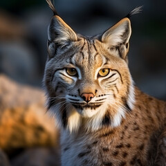 Obraz premium Balkan lynx, professional shot, wallpapers, 8k, film photography created with Generative Ai
