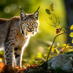 Fototapeta premium Balkan lynx, professional shot, wallpapers, 8k, film photography created with Generative Ai