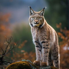 Obraz premium Balkan lynx, professional shot, wallpapers, 8k, film photography created with Generative Ai