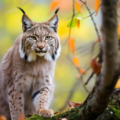 Obraz premium Balkan lynx, professional shot, wallpapers, 8k, film photography created with Generative Ai