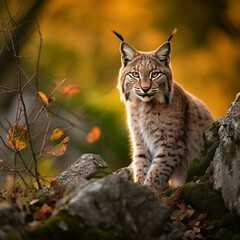 Naklejka premium Balkan lynx, professional shot, wallpapers, 8k, film photography created with Generative Ai