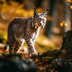 Fototapeta premium Balkan lynx, professional shot, wallpapers, 8k, film photography created with Generative Ai