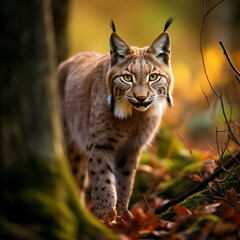 Obraz premium Balkan lynx, professional shot, wallpapers, 8k, film photography created with Generative Ai