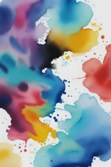 Abstract Multicolored watercolor paints on a white background.