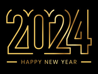 Happy new year 2024 design. With colorful truncated number illustrations. Premium vector design for poster, banner, greeting and new year 2024 celebration.