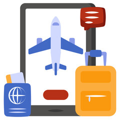 An editable design icon of mobile flight 

