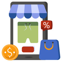 Modem design icon of mobile nicker shopping 

