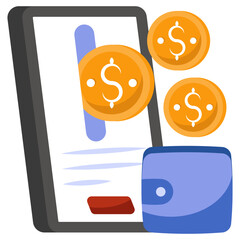 An icon design of mobile earning 

