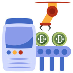 An icon design of bitcoin conveyor 


