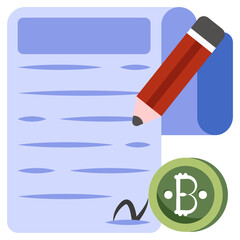 Editable design icon of bitcoin contract 

