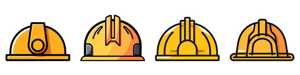 Set of Construction helmet icons. Cartoon hard hat icon. - obrazy, fototapety, plakaty