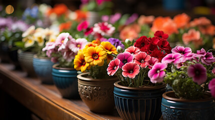 Fototapeta na wymiar colorful tulips in pots