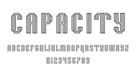 Set of alphabets font letters and numbers modern abstract design with lines vector illustration