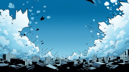 Illustration in the manner of a contemporary blue comic book background