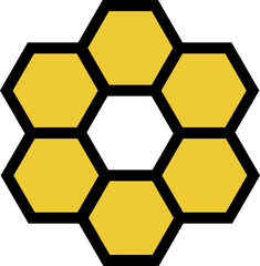 Honeycomb Harmony: Vibrant Yellow Hexagons with Black Outline - Geometric Patterns and Nature-Inspired Design in Contemporary Vector Illustration