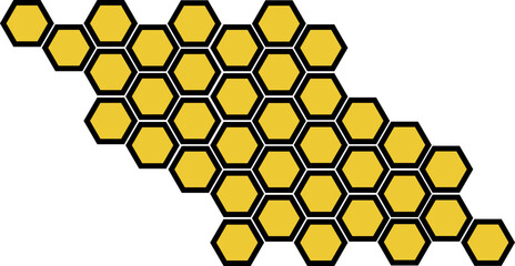 Honeycomb Harmony: Vibrant Yellow Hexagons with Black Outline - Geometric Patterns and Nature-Inspired Design in Contemporary Vector Illustration