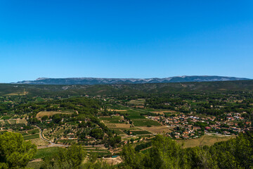 View of the Meditarreanen Sea from the hills of the Provence region in France
