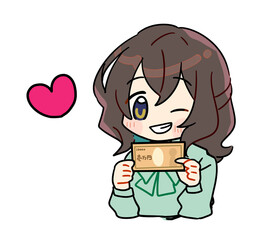 お金に関するかわいい女性のイラスト素材