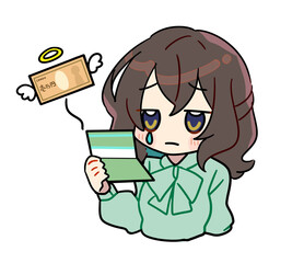 お金に関するかわいい女性のイラスト素材