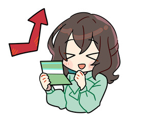 お金に関するかわいい女性のイラスト素材