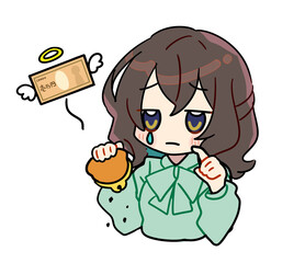 お金に関するかわいい女性のイラスト素材