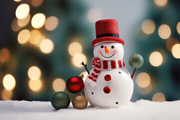Close up Mini Cute Snowman Decoration