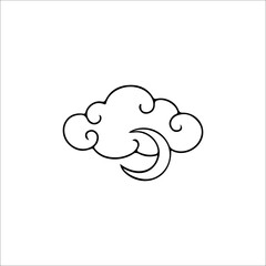 vector illustration of clouds with moon