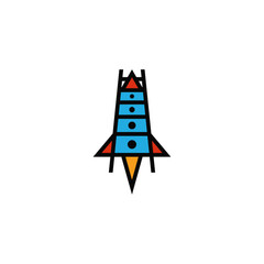 Rocket and ladder up business logo design.
