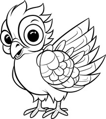 Pigeon bird vector image, black and white coloring page