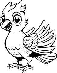 Pigeon bird vector image, black and white coloring page
