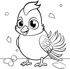 Fototapeta premium Pigeon bird vector image, black and white coloring page