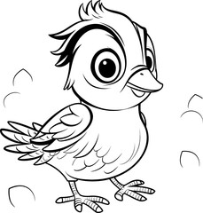 Pigeon bird vector image, black and white coloring page