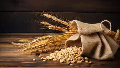 Fotobehang a bag of grain and wheat © Maria