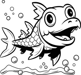 Pike animal vector image, coloring page photo stock