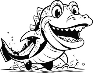 Pike animal vector image, coloring page photo stock