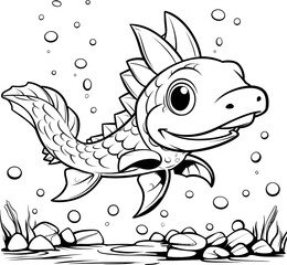 Pike animal vector image, coloring page photo stock