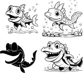 Pike animal vector image, coloring page photo stock