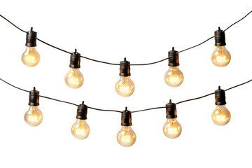 String lights on isolated with transparent concept