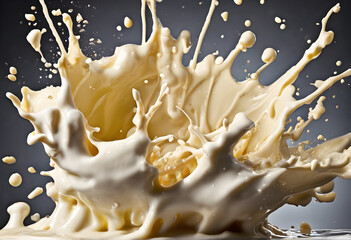 A white chocolate explosion splash isolated, Generative AI
