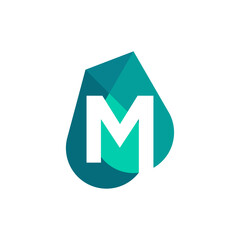 Professional Letter M water drop Logo design icon illustration
