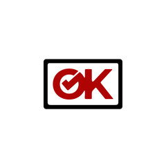 OK letter symbol logo design