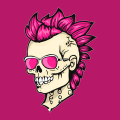 Pink Mohawk Skull